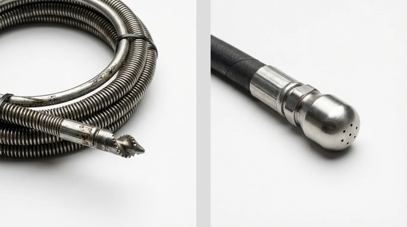 Drain snake cable and hydro jetting nozzle used for drain cleaning in Murray, KY