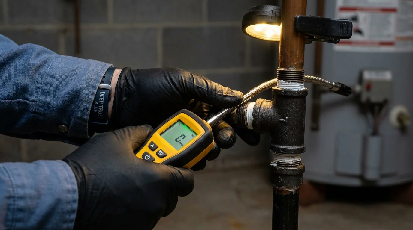 Gas leak detection with electronic sniffer by Johns Plumbing LLC in Murray