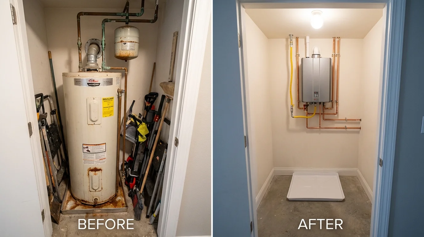 Tank water heater versus wall-mounted tankless unit comparison for Murray, KY homeowners